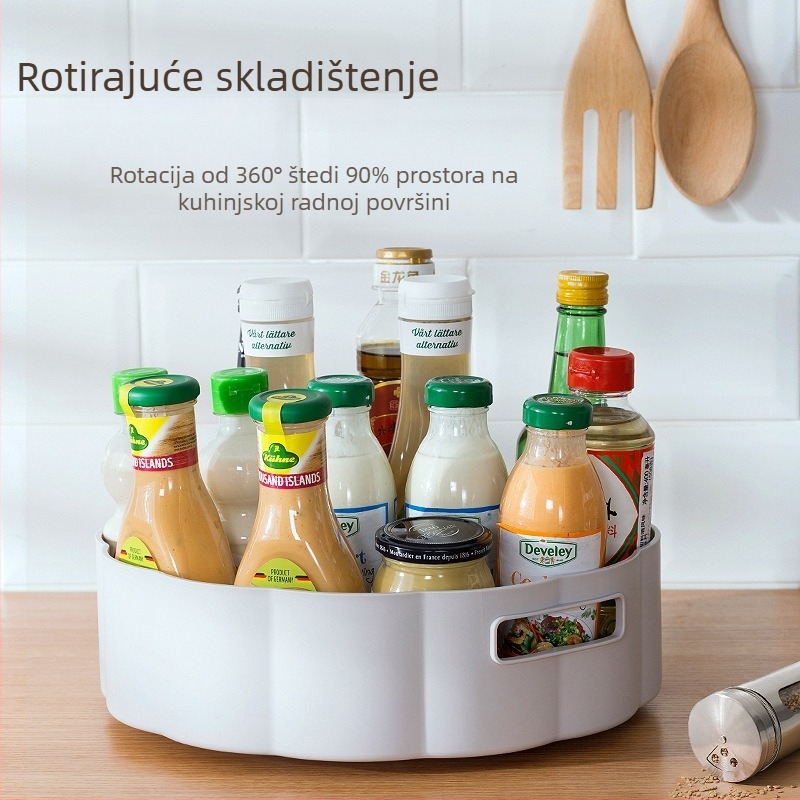 Rotirajući stalak za začine s protukliznom bazom, za ulje, sol, umake i ocat