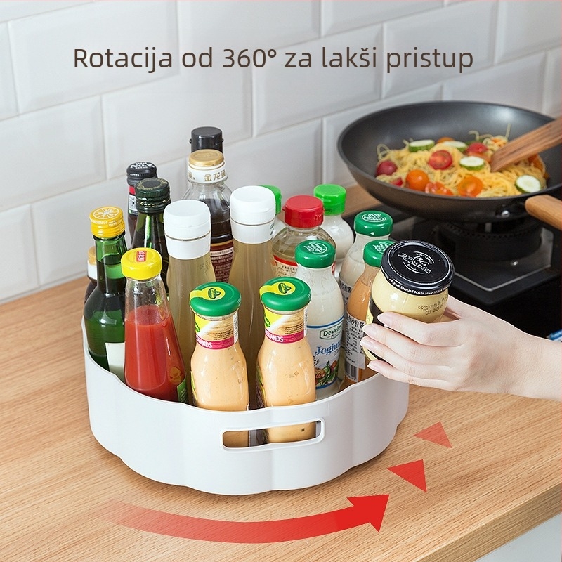 Rotirajući stalak za začine s protukliznom bazom, za ulje, sol, umake i ocat