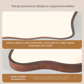 Svjetiljka za dnevni boravak – stropna od masivnog drva, vintage stil, pravokutni dizajn s motivom oblaka, jednostavna i kreativna