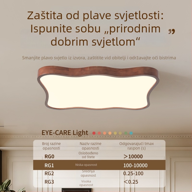 Svjetiljka za dnevni boravak – stropna od masivnog drva, vintage stil, pravokutni dizajn s motivom oblaka, jednostavna i kreativna