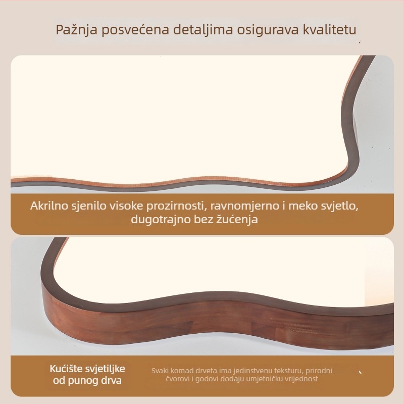 Svjetiljka za dnevni boravak – stropna od masivnog drva, vintage stil, pravokutni dizajn s motivom oblaka, jednostavna i kreativna