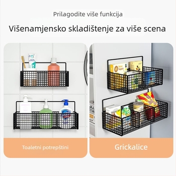 Zidni držač za luk, češnjak i đumbir — višenamjenski kuhinjski organizator, bez bušenja