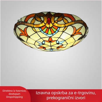 Kružna Tiffany Barokna umjetnička plafonska svjetiljka, europskog stila, za dnevni boravak, spavaću sobu, radnu sobu, blagovaonu i hodnik