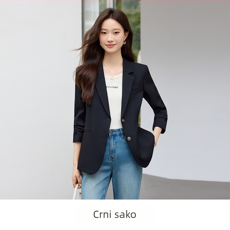 Svijetlo ljubičasta ženska sako-blazer uskog kroja za proljeće i jesen, elegantan ležerni komad