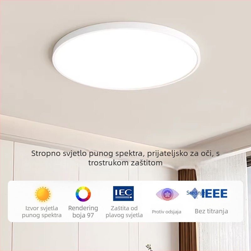 LED okruglo stropno svjetlo s trostranom zaštitom za kupaonicu, balkon, spavaću sobu, kuhinju i hodnik, moderni minimalistički stil