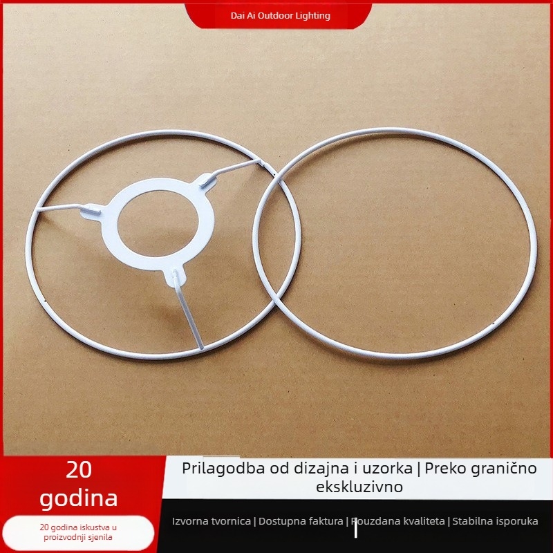 Kružni metalni okvir za svjetiljku s otvorima promjera 10 cm, E27 držač, DIY konopnim užetom i metalnom sjenilom, sklopivi okvir