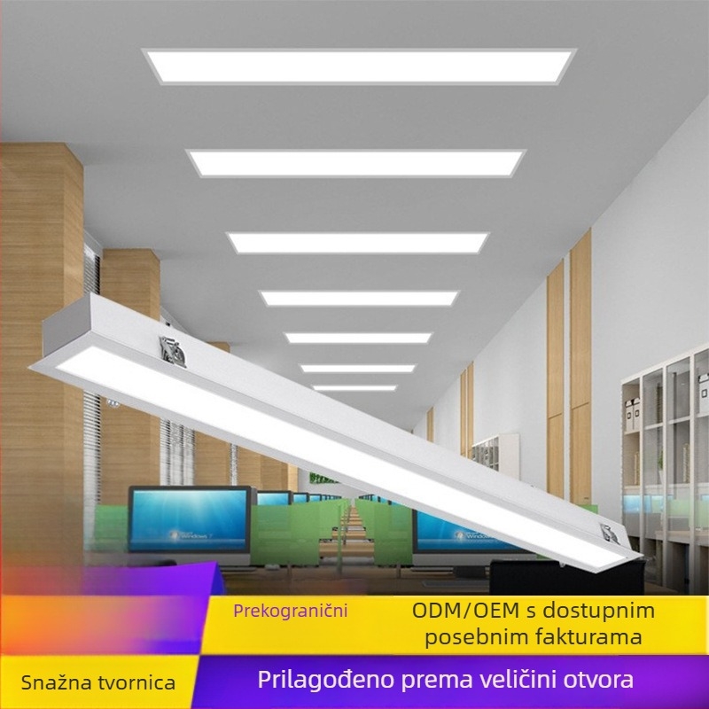 Ugrađena LED traka za strop u uredu, linearna pločasta rasvjeta za hodnike i garaže