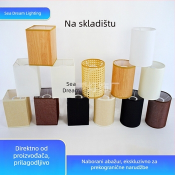 Tekstilni abažur za stolnu i zidnu lampu, kružnog ili četvrtastog oblika, laneni dizajn, moderni minimalistički stil