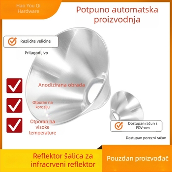 Aluminijski odraznik čašice Ø175 mm, 45° fokus, sjenilo za E27, solarno grijanje
