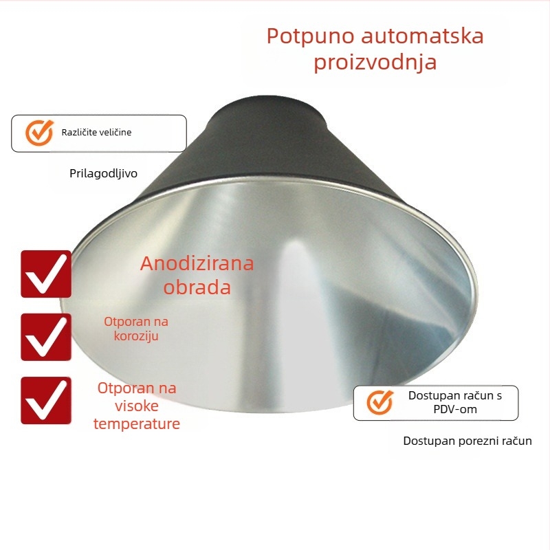 Aluminijski odraznik čašice Ø175 mm, 45° fokus, sjenilo za E27, solarno grijanje