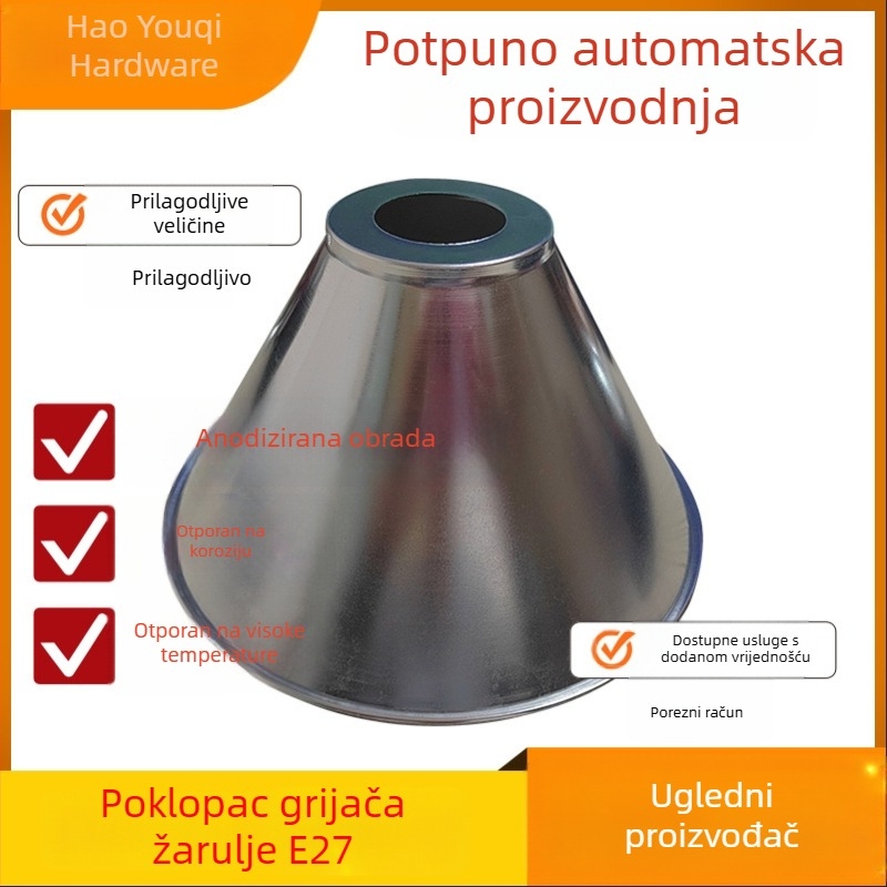 Aluminijski odraznik čašice Ø175 mm, 45° fokus, sjenilo za E27, solarno grijanje