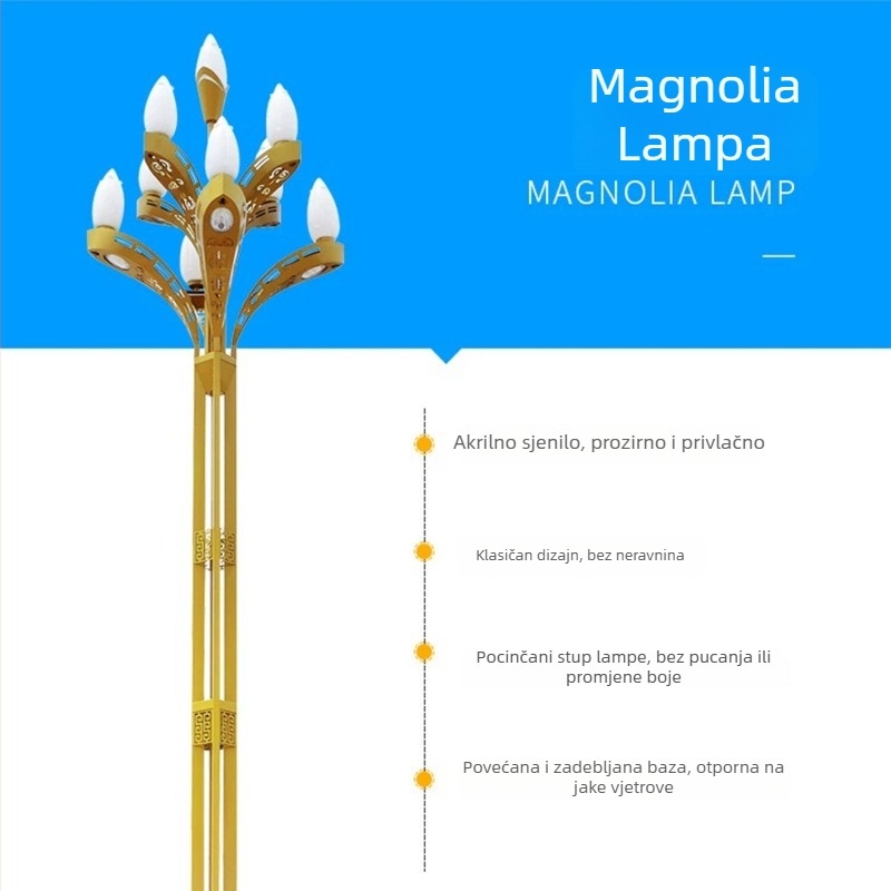 Magnolija rasvjetna lampa za cestu i pejzažno osvjetljenje, 10 m cesta svjetiljka, 8 m ulična svjetiljka, 12 m visoki stup rasvjete za gradski trg