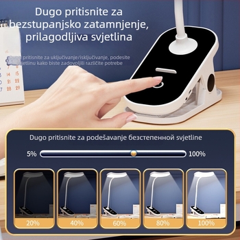 LED stolna lampa s klipom, crno-bijela, zaštita očiju, za studente, učenje i čitanje u studentskom domu