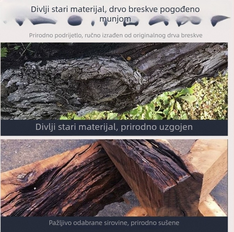 Privjesak mač od drveta breskve sa motivom Sedam zvijezda i premazom cinnabara