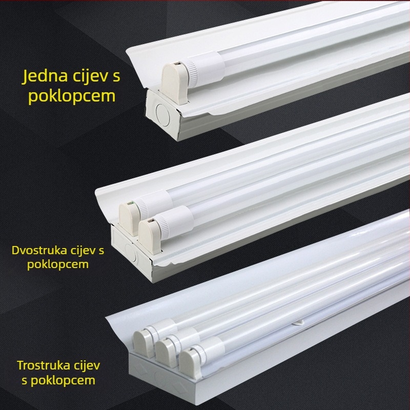 T8 LED svjetiljka za cijevi sa držačem, energetski učinkovita, za jednu ili dvije cijevi, visina 1,2 m, pogodno za škole, parkirališta i radionice