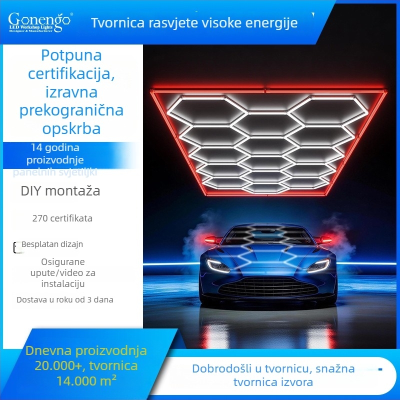 LED T5 šesterokutna integrirana svjetiljka za DIY sklapanje, bijela svjetlost, komercijalna upotreba