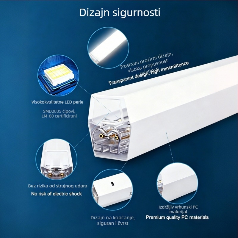 LED T5 šesterokutna integrirana svjetiljka za DIY sklapanje, bijela svjetlost, komercijalna upotreba