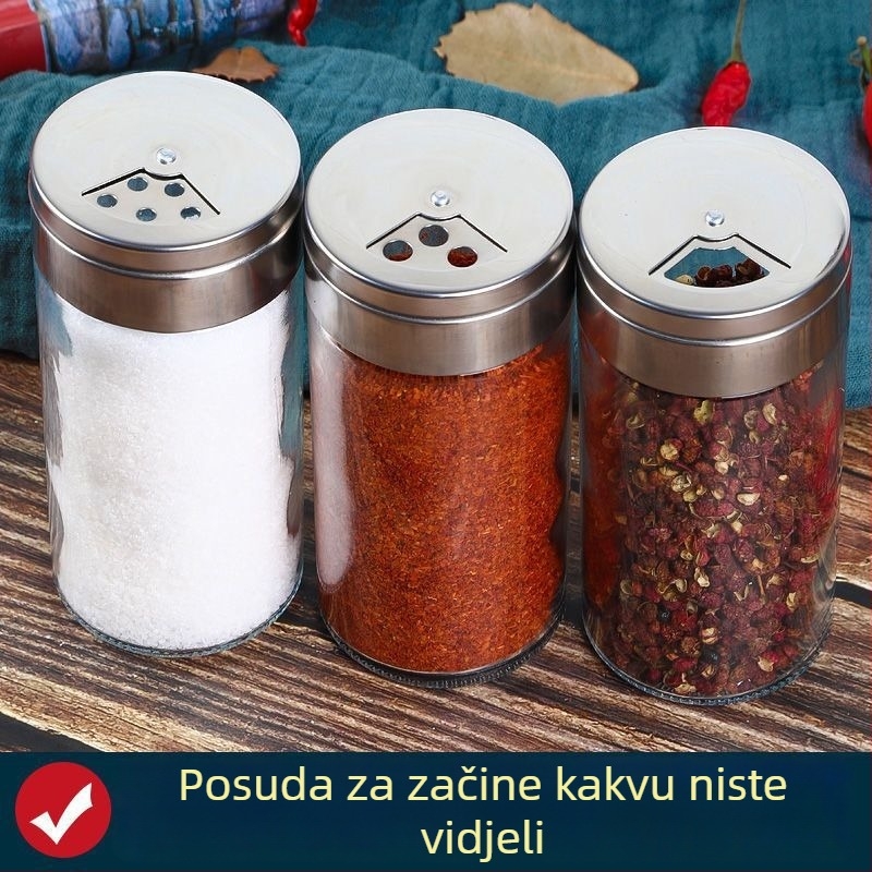 Staklena posuda za začine s poklopcem – otporna na vlagu i prašinu, kuhinjsko skladištenje