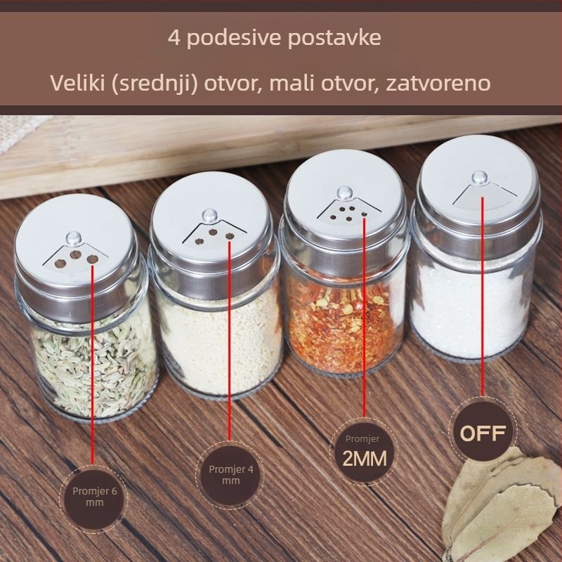 Staklena posuda za začine s poklopcem – otporna na vlagu i prašinu, kuhinjsko skladištenje