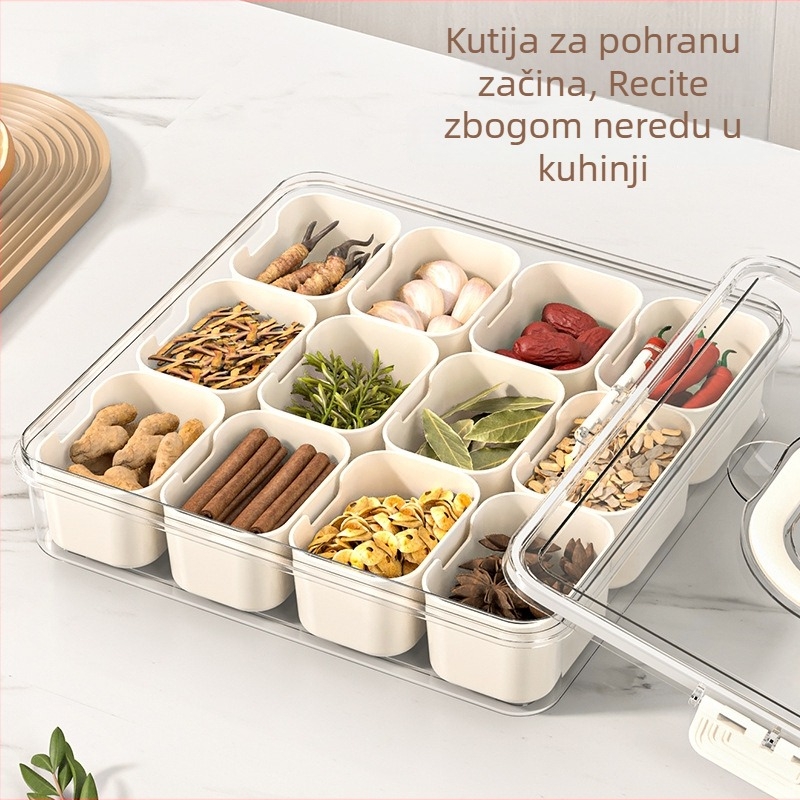 Japanska kuhinjska kutija za začine s podijeljenim pretincima za zvjezdasti anis, cimet, sičuanski papar i sušene čili papričice