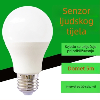 Žarulja s senzorom pokreta i radarom za hodnik, 85–265V, E27 baza