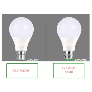 Pametna LED žarulja s kontrolom osvjetljenja, automatsko uključivanje u mraku, štedljiva, 400 lm, 180° zrake, dostupna u 3W/5W/7W/9W/12W, kompatibilna s B22/E27