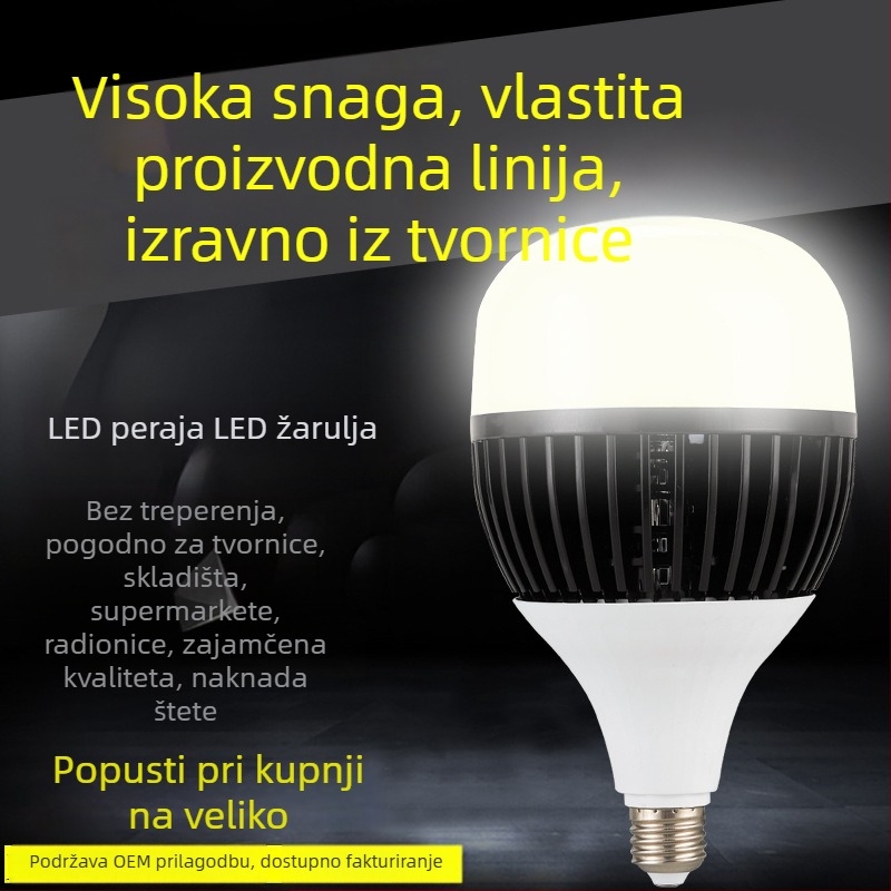 LED žarulja visoke snage s hladnjakom s lamelama, izrazito svijetla, štedljiva, bijela svjetlost, za tvornice, radionice i skladišta