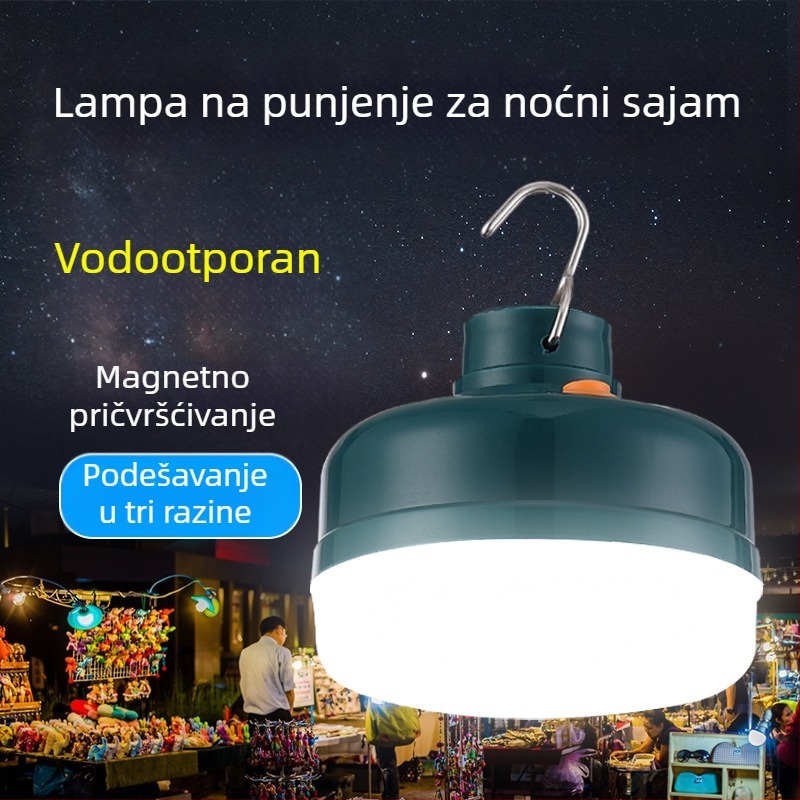 LED lampica za kampiranje — vodootporna, magnetska, kompaktna, s ugrađenom baterijom
