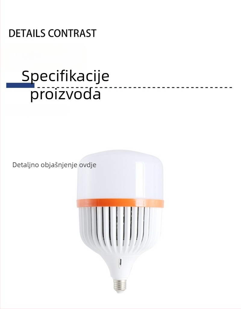 Visoko snaga LED žarulja s aluminijskim hladnjakom i lamelama, E27, 150W, za tvornicu, radionu i skladište, ultra snažno osvjetljenje, ušteda energije