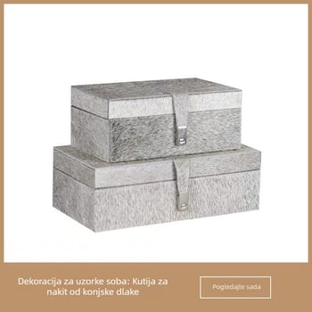 Drvena kutija za nakit s dekorativnim elementima od konjske dlake, moderni minimalistički dizajn za stolni ormarić