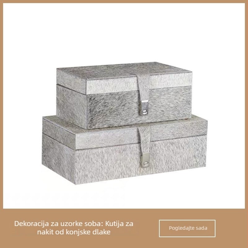 Drvena kutija za nakit s dekorativnim elementima od konjske dlake, moderni minimalistički dizajn za stolni ormarić