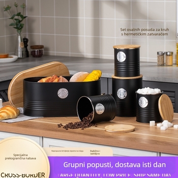 Posuda za kruh i hranu za kućne ljubimce s hermetičnim poklopcem, kuhinjski organizator, 501–800 ml, metalni, nordijski stil