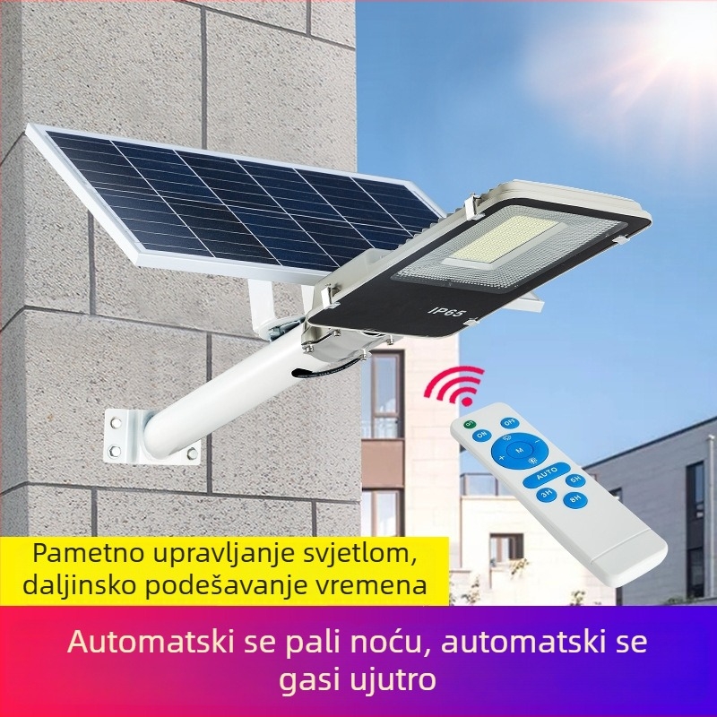 Solar LED ulišna svjetiljka za ruralne i gradske ceste, vanjska IP65 vodootporna, dizajn zlatog graha, daljinsko upravljanje, 12V, trajanje rada 24–36 sati