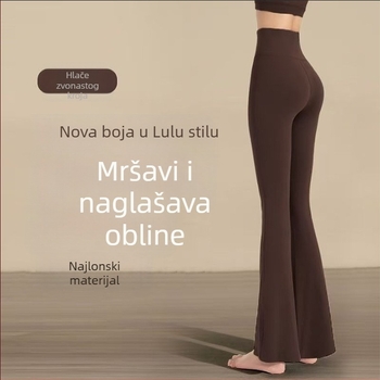 Ženske hlače za jogu s visokim strukom, bezšivne, oblikuju stomak i bokove, s blagim širenjem donjeg dijela, za svakodnevni fitness