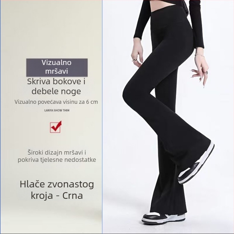 Ženske hlače za jogu s visokim strukom, bezšivne, oblikuju stomak i bokove, s blagim širenjem donjeg dijela, za svakodnevni fitness