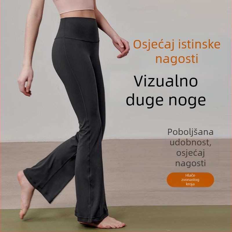 Ženske hlače za jogu s visokim strukom, bezšivne, oblikuju stomak i bokove, s blagim širenjem donjeg dijela, za svakodnevni fitness