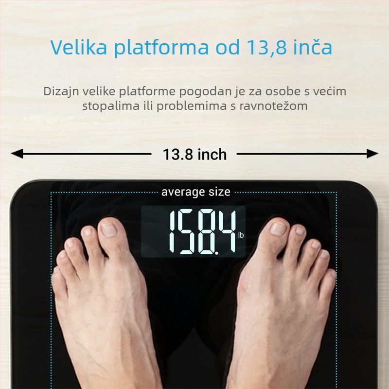 Visoko precizna digitalna vaga za kupaonicu, baterijom napajana vaga za tijelo, mjerenje težine, kapacitet 200 kg
