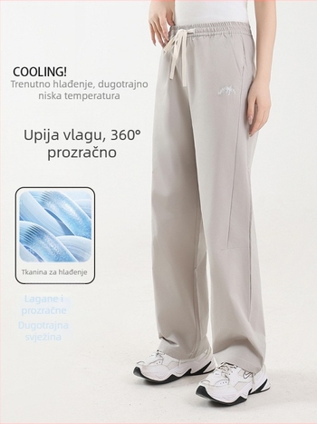 Ženske hlače ice silk s brzim sušenjem, lagane za proljeće i jesen, prozračne, zaštita od sunca, ravni kroj, udobne, za aktivnosti na otvorenom i casual nošenje, vodootporne