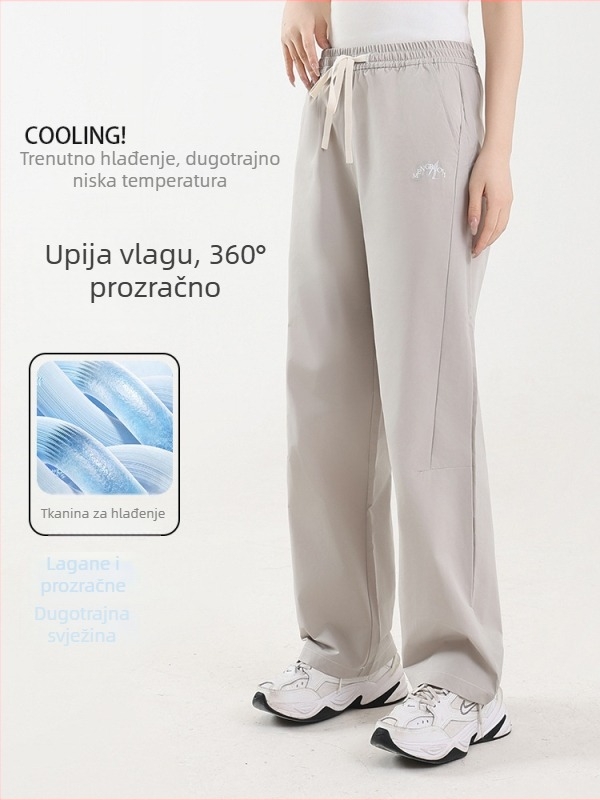 Ženske hlače ice silk s brzim sušenjem, lagane za proljeće i jesen, prozračne, zaštita od sunca, ravni kroj, udobne, za aktivnosti na otvorenom i casual nošenje, vodootporne