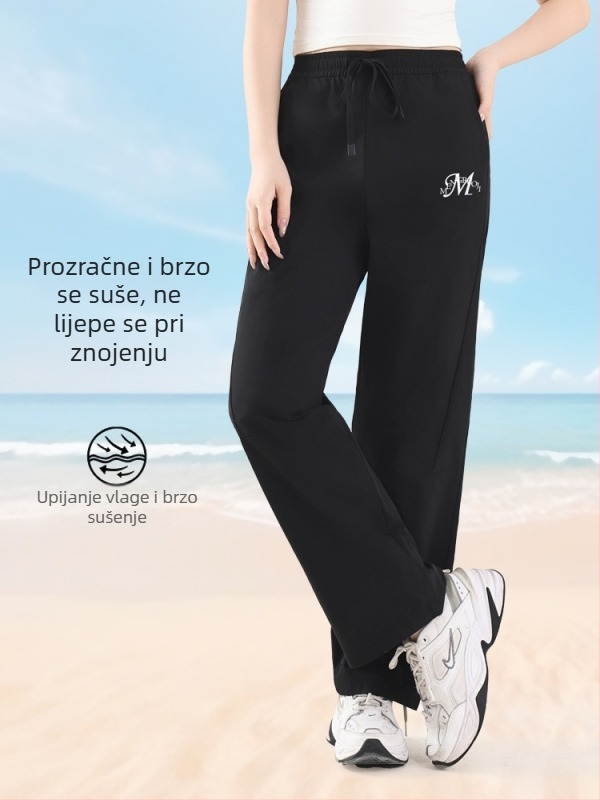 Ženske hlače ice silk s brzim sušenjem, lagane za proljeće i jesen, prozračne, zaštita od sunca, ravni kroj, udobne, za aktivnosti na otvorenom i casual nošenje, vodootporne