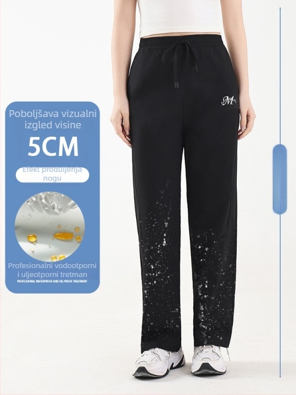 Ženske hlače ice silk s brzim sušenjem, lagane za proljeće i jesen, prozračne, zaštita od sunca, ravni kroj, udobne, za aktivnosti na otvorenom i casual nošenje, vodootporne