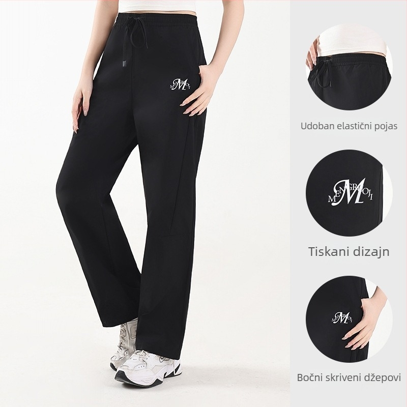 Ženske hlače ice silk s brzim sušenjem, lagane za proljeće i jesen, prozračne, zaštita od sunca, ravni kroj, udobne, za aktivnosti na otvorenom i casual nošenje, vodootporne