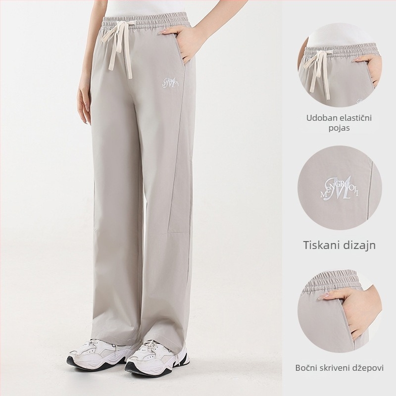 Ženske hlače ice silk s brzim sušenjem, lagane za proljeće i jesen, prozračne, zaštita od sunca, ravni kroj, udobne, za aktivnosti na otvorenom i casual nošenje, vodootporne