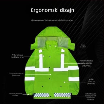 Svijetlo zelena fluorescencijska kišna jakna i hlače – set od 300D Oxford PU za vanjske aktivnosti, odvojeni set