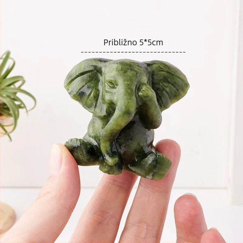 Prirodna jade dragon glava statua i rezbareni komadi kristalnog sirovog kamena: zmaj, ptica, slon – ukrasni predmeti
