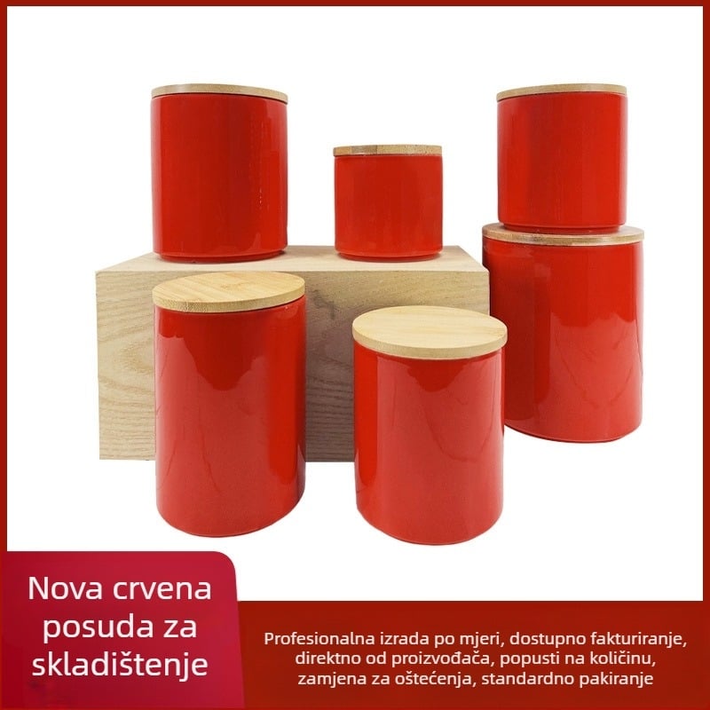 Skandinavski crveni keramički hermetički kuhinjski spremnik za skladištenje žitarica, kave i čaja, 800–1000 ml