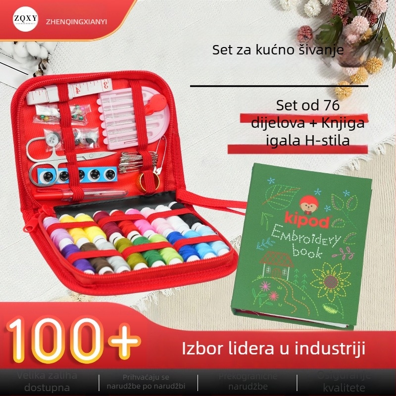 Set za šivanje u stilu H: knjiga za vez i torba za vez, komplet igala i konaca, višefunkcionalni šivaći set