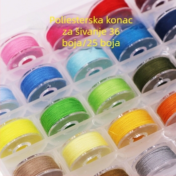Kutija za šivaće konce s kompletom bobina, prozirna kutija za bobine, 36 pretinaca i 25 pretinaca