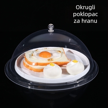 Kružni akrilni poklopac za hranu, proziran, otporan na padove, prašinu, za kruh i deserte