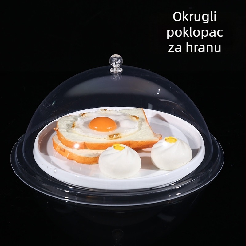 Kružni akrilni poklopac za hranu, proziran, otporan na padove, prašinu, za kruh i deserte